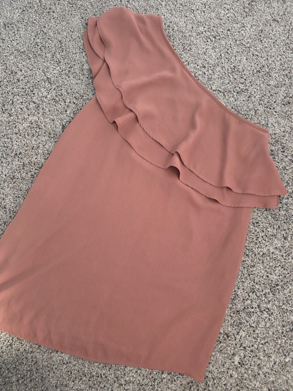 One-Shoulder Ruffle Dress in Rosewood